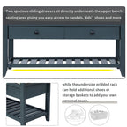 Shoe Rack with Cushioned Seat and Drawers, Multipurpose Entryway Storage Bench