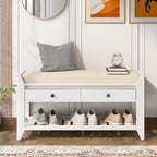 Shoe Rack with Cushioned Seat and Drawers, Multipurpose Entryway Storage Bench