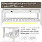 Shoe Rack with Cushioned Seat and Drawers, Multipurpose Entryway Storage Bench