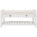 Shoe Rack with Cushioned Seat and Drawers, Multipurpose Entryway Storage Bench