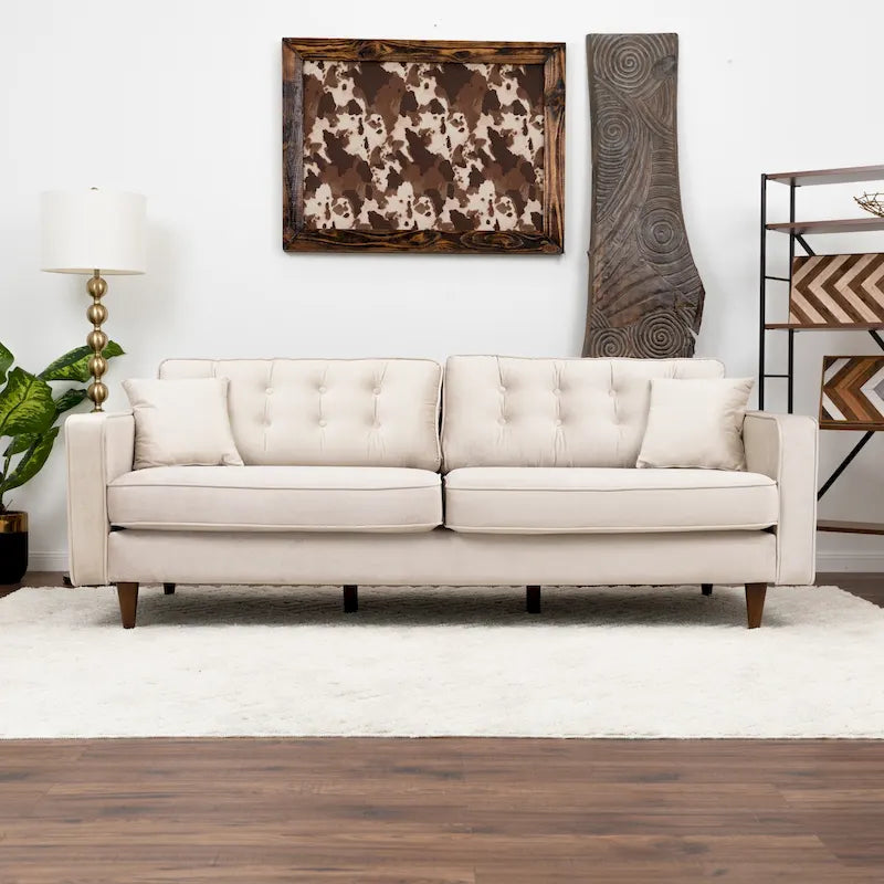 Orion Mid Century Modern Furniture Style Velvet Living Room Couch