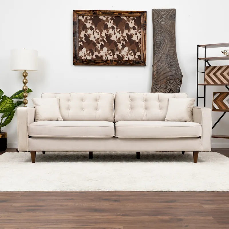 Orion Mid Century Modern Furniture Style Velvet Living Room Couch