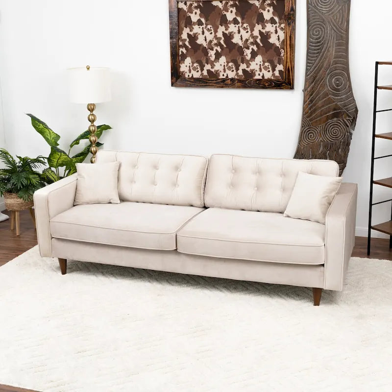 Orion Mid Century Modern Furniture Style Velvet Living Room Couch