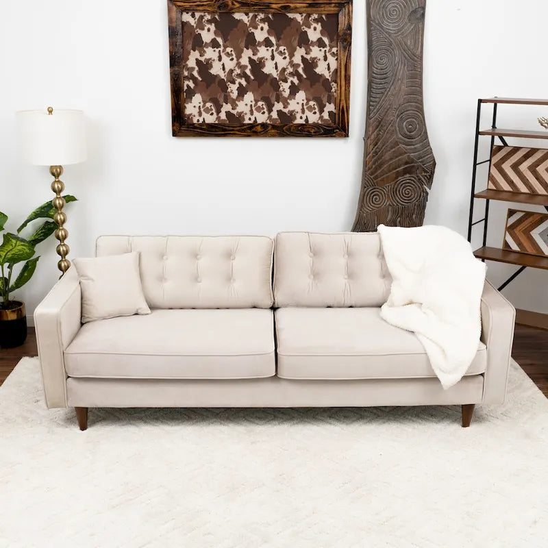 Orion Mid Century Modern Furniture Style Velvet Living Room Couch