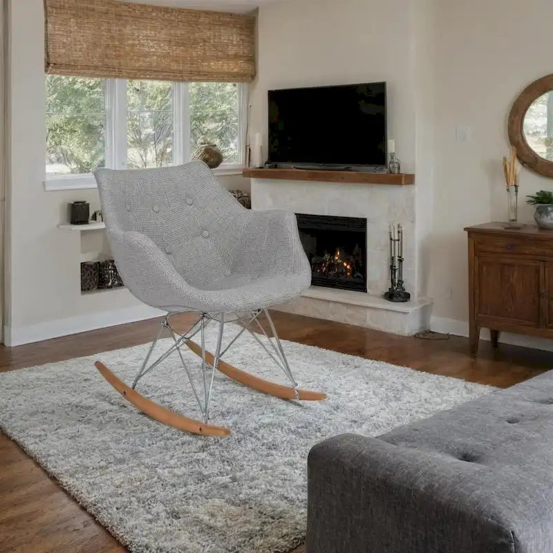 Willo Polyester Upholstered Rocking Nursing Chair - Modern Accent Armchair for Home Living Room Bedroom Indoor & Outdoor
