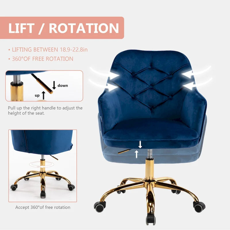 Velvet Swivel Shell Chair for Living Room ,Office chair