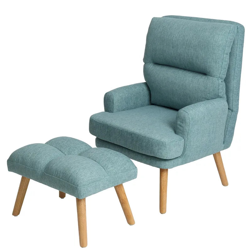 Fabric Armchair Accent Chair with Ottoman Set