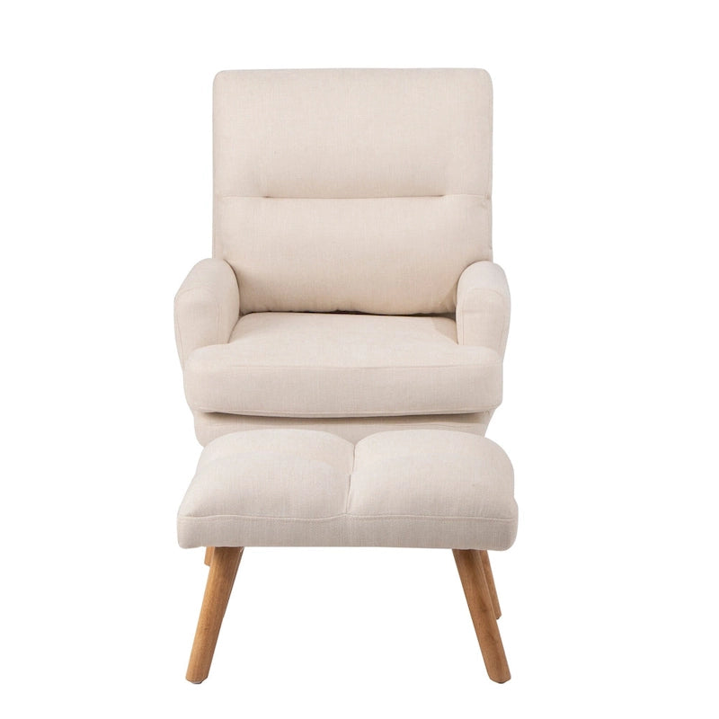 Fabric Armchair Accent Chair with Ottoman Set
