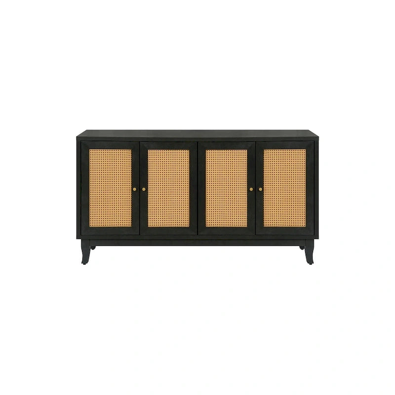 Accent Storage Cabinet With 4 Rattan Doors