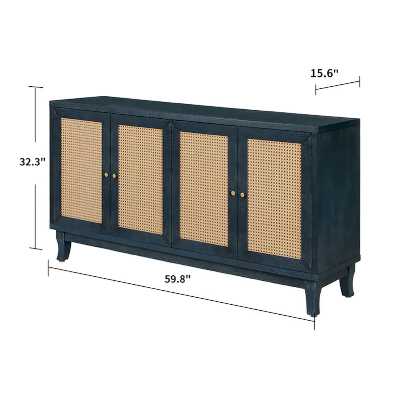 Accent Storage Cabinet With 4 Rattan Doors