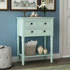 Narrow Console Table, Slim Sofa Table with Three Storage Drawers and Bottom Shelf - 23.7L x 13W x 31.1H