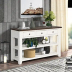 Wood Console Table with 3 Storage Drawers and 2 Shelves