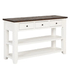 Wood Console Table with 3 Storage Drawers and 2 Shelves