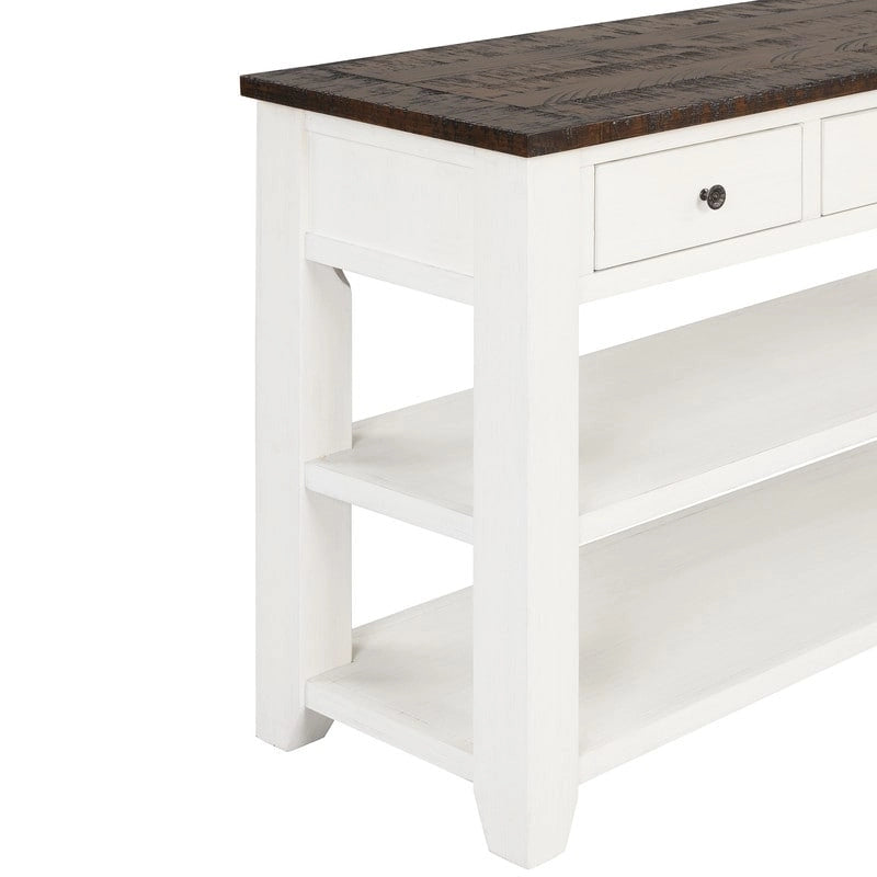 Wood Console Table with 3 Storage Drawers and 2 Shelves