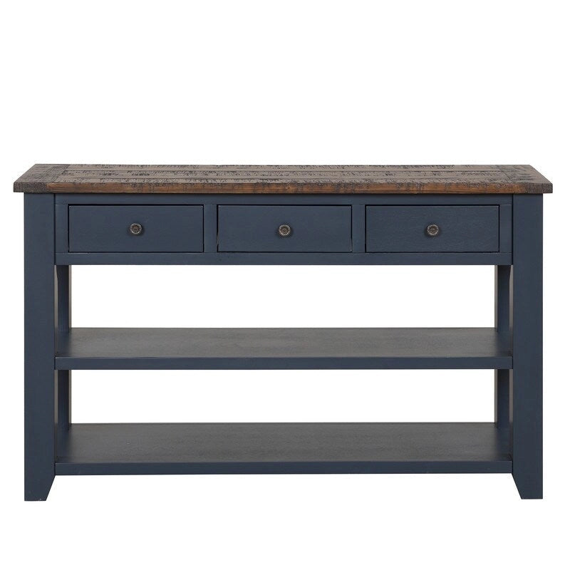 Wood Console Table with 3 Storage Drawers and 2 Shelves