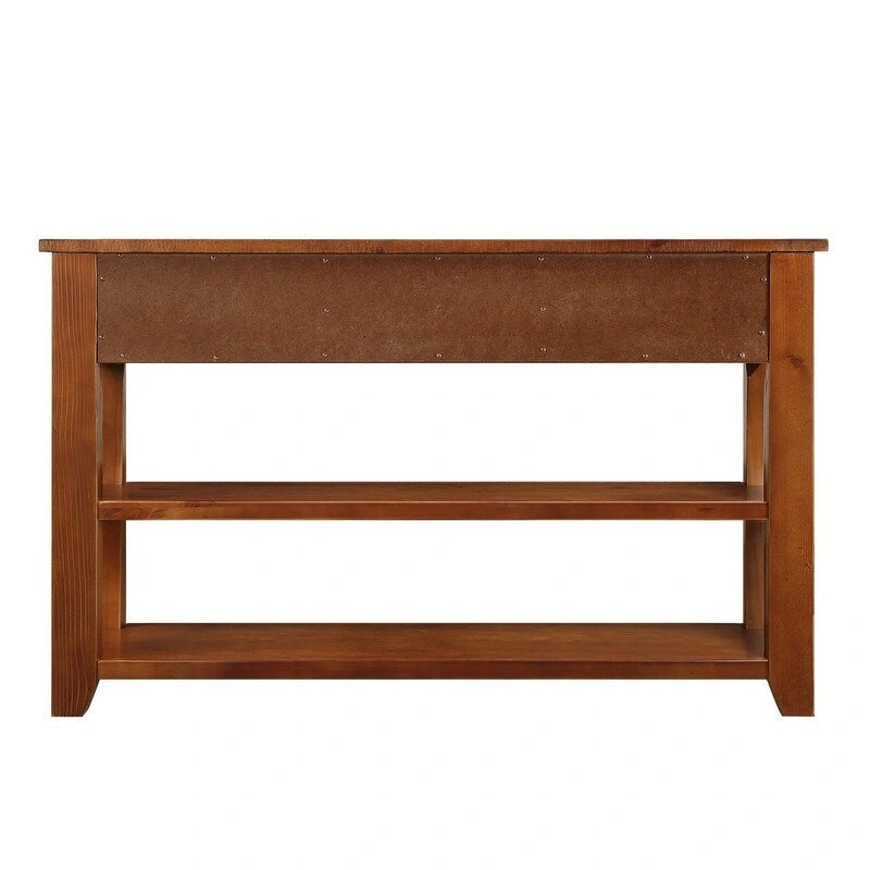 Wood Console Table with 3 Storage Drawers and 2 Shelves