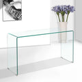 Glass Console Table, Transparent Tempered Glass Console Table