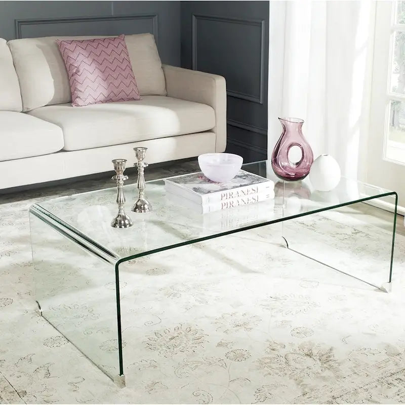 Glass Console Table, Transparent Tempered Glass Console Table