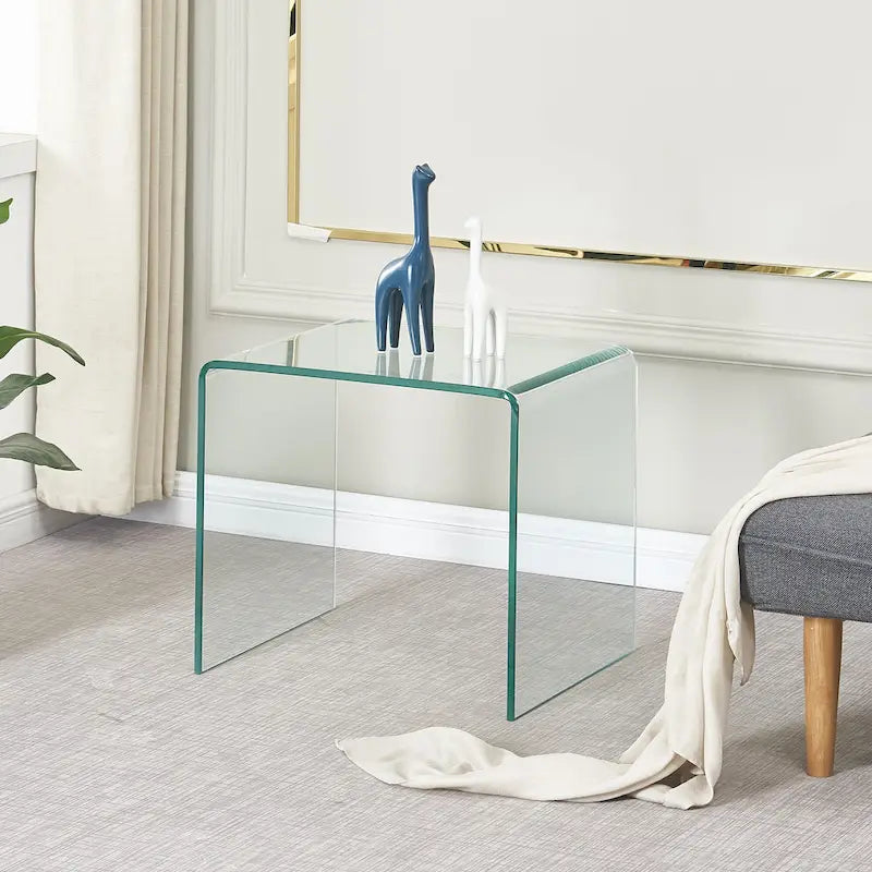 Glass Console Table, Transparent Tempered Glass Console Table