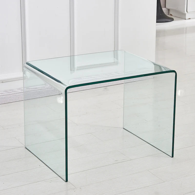 Glass Console Table, Transparent Tempered Glass Console Table