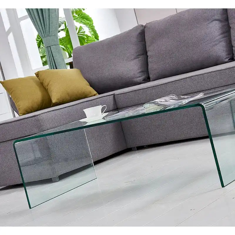 Glass Console Table, Transparent Tempered Glass Console Table