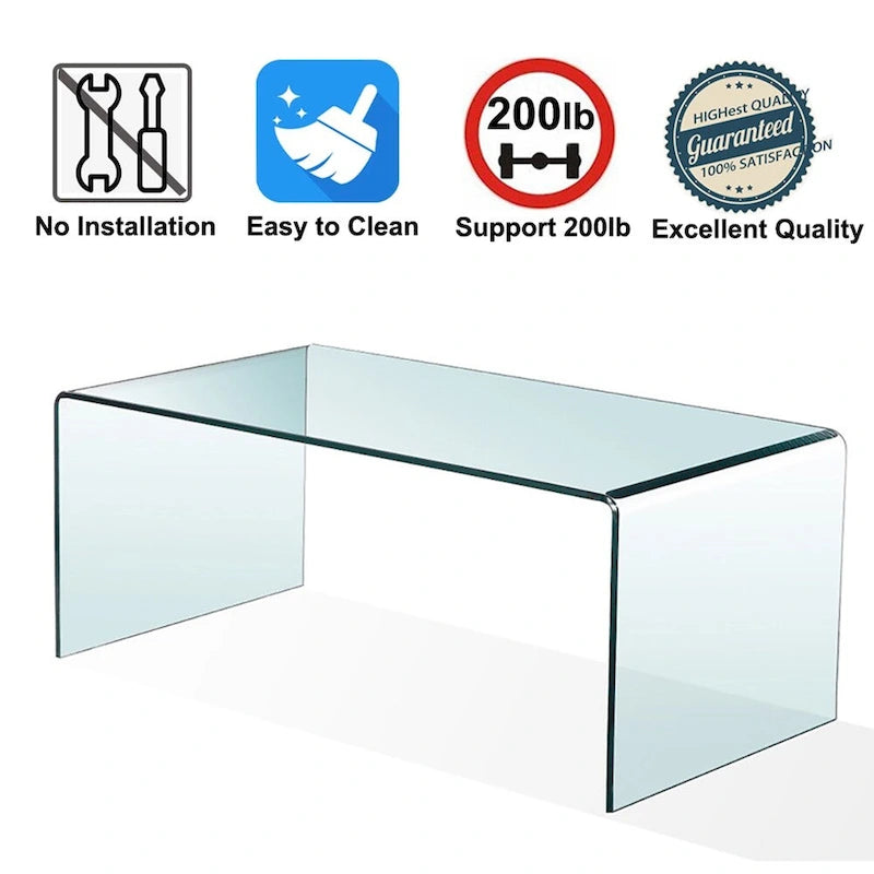 Glass Console Table, Transparent Tempered Glass Console Table