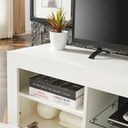 Modern 51-in Glass Shelf Storage TV Stand for TVs up to 69-in with LED Light