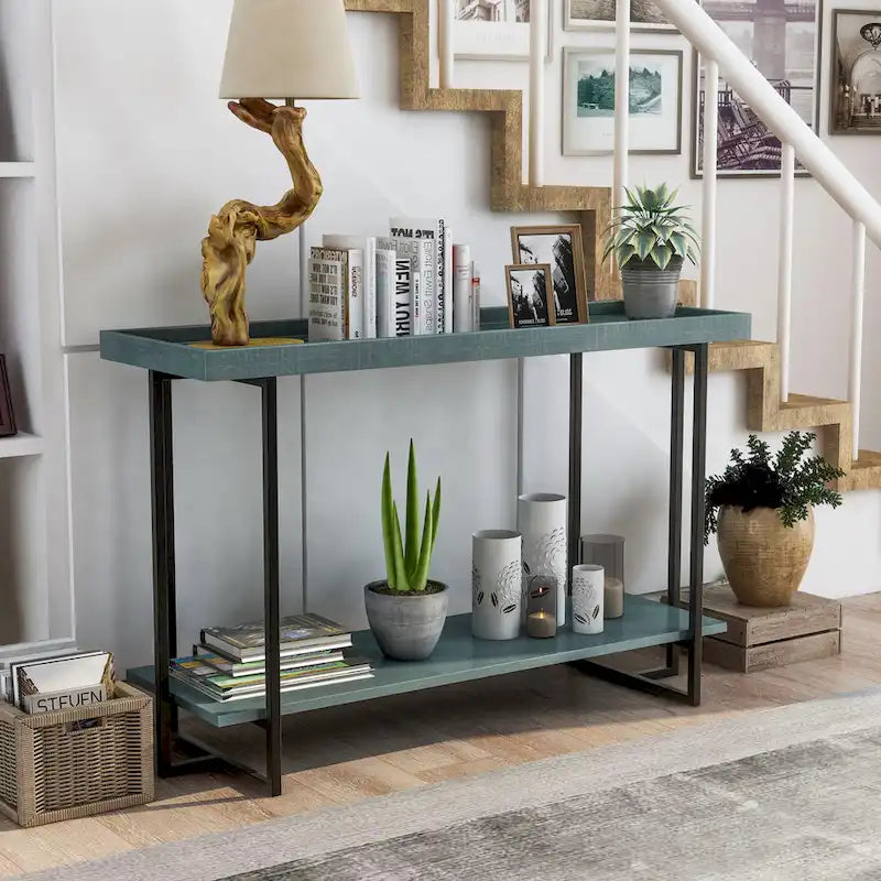 Damara Farmhouse 47-inch Metal 1-Shelf Sofa Table by Furniture of America