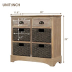 Nestfair Storage Cabinet with 2 Drawers and 4 Classic Rattan Basket