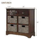 Nestfair Storage Cabinet with 2 Drawers and 4 Classic Rattan Basket