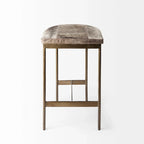 Millie Black Genuine Leather Seat with Nickel Metal Frame Counter Stool