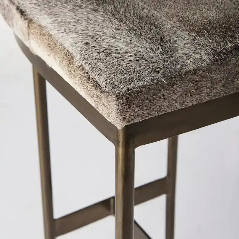 Millie Black Genuine Leather Seat with Nickel Metal Frame Counter Stool