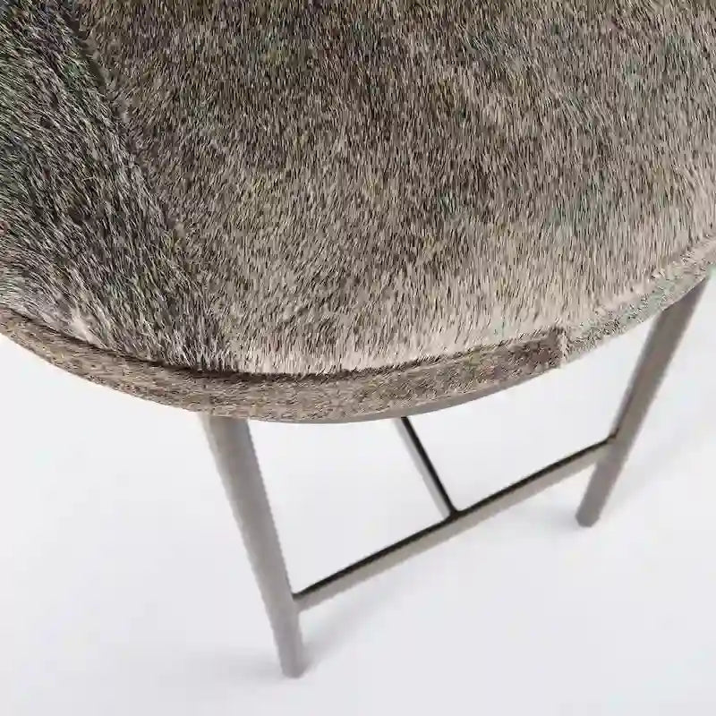 Millie Black Genuine Leather Seat with Nickel Metal Frame Counter Stool