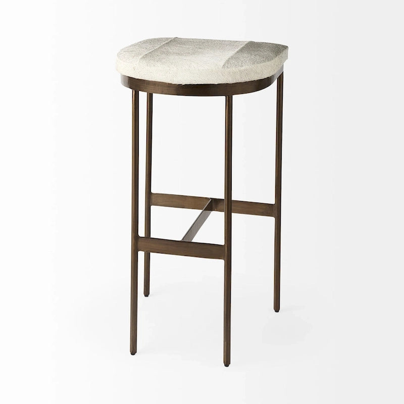 Millie Black Genuine Leather Seat with Nickel Metal Frame Counter Stool