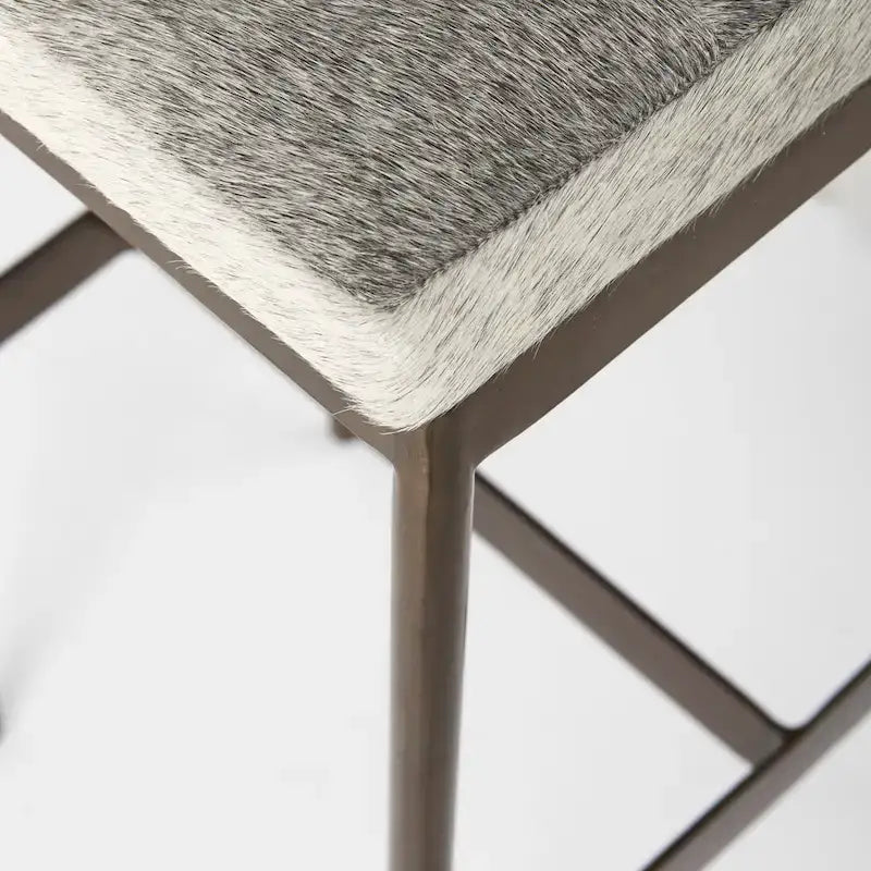 Millie Black Genuine Leather Seat with Nickel Metal Frame Counter Stool