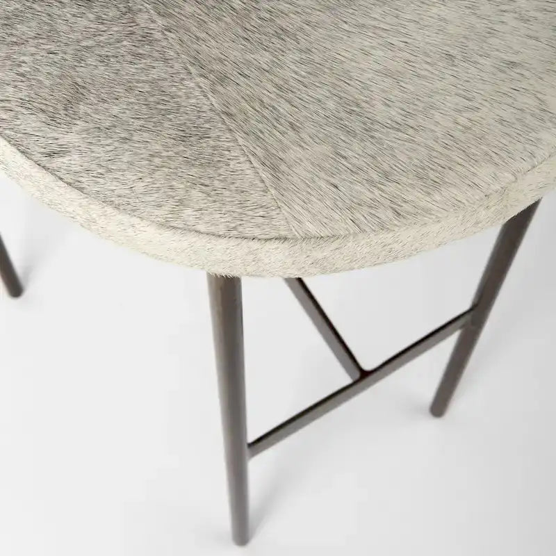 Millie Black Genuine Leather Seat with Nickel Metal Frame Counter Stool