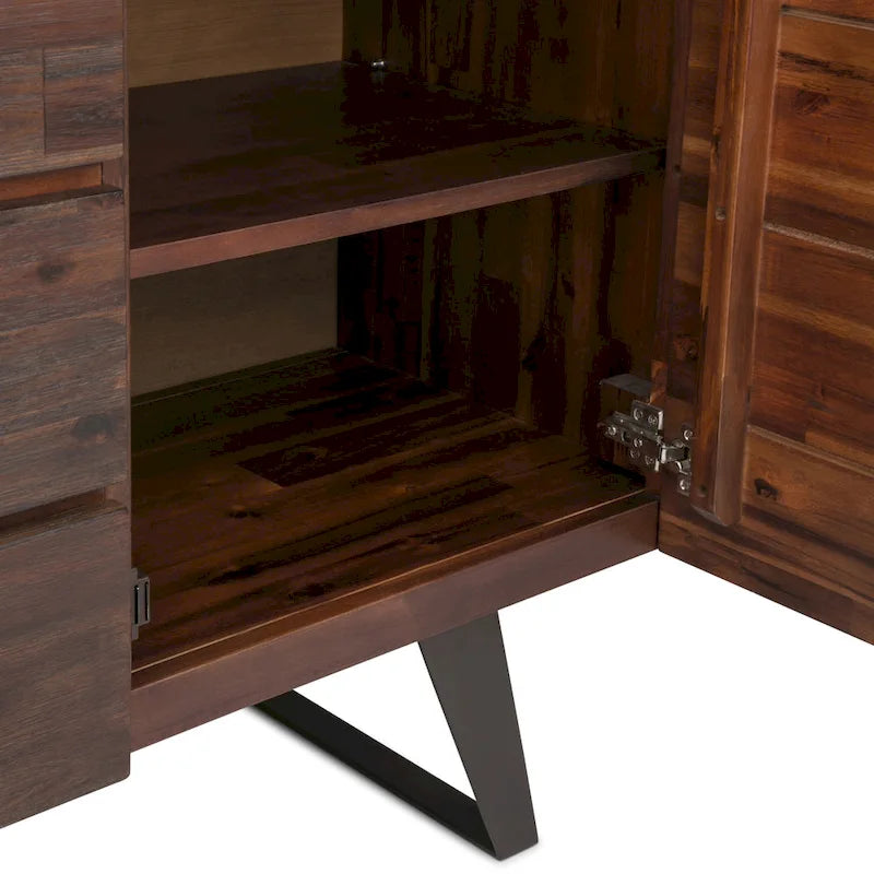 WYNDENHALL Mitchell Metal 60 inch Wide Rectangle Modern Industrial Sideboard Buffet in OAK WOOD - 60 x 17 x 30