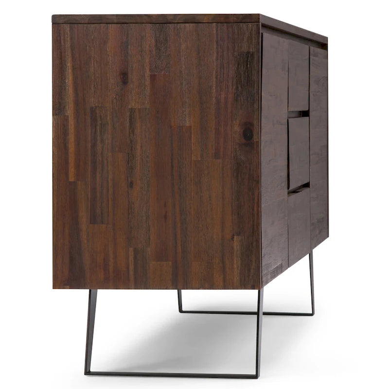 WYNDENHALL Mitchell Metal 60 inch Wide Rectangle Modern Industrial Sideboard Buffet in OAK WOOD - 60 x 17 x 30