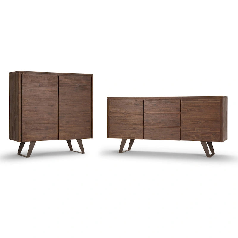 WYNDENHALL Mitchell Metal 60 inch Wide Rectangle Modern Industrial Sideboard Buffet in OAK WOOD - 60 x 17 x 30