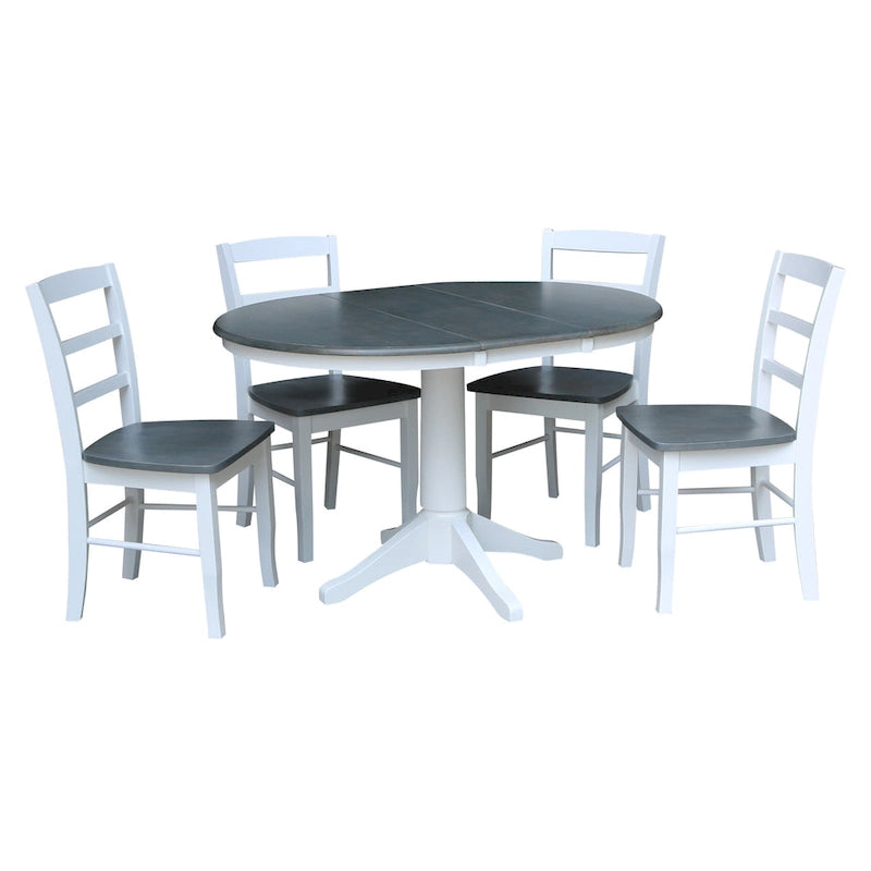 36 Round Extension Dining Table With 4 Madrid Chairs