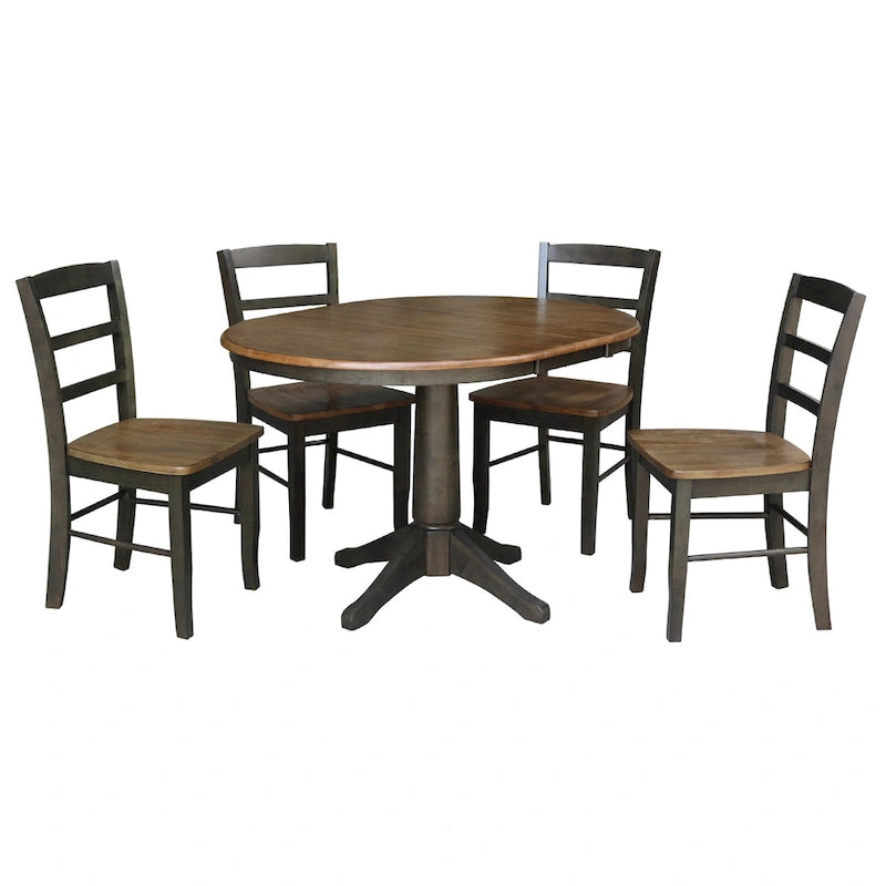 36 Round Extension Dining Table With 4 Madrid Chairs