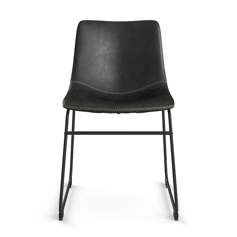 Petra Vegan Leather Side Chairs with Black Legs (Set of 2)