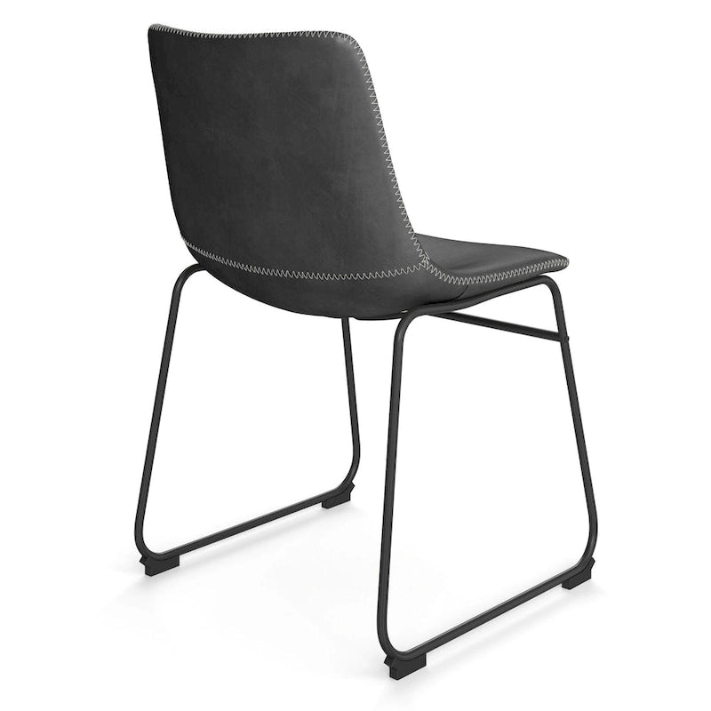 Petra Vegan Leather Side Chairs with Black Legs (Set of 2)