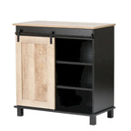 Black and Oak Engineered Wood Storage Wine Cabinet - 32.5 H x 31.5 W x 15.75 D