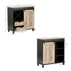 Black and Oak Engineered Wood Storage Wine Cabinet - 32.5 H x 31.5 W x 15.75 D