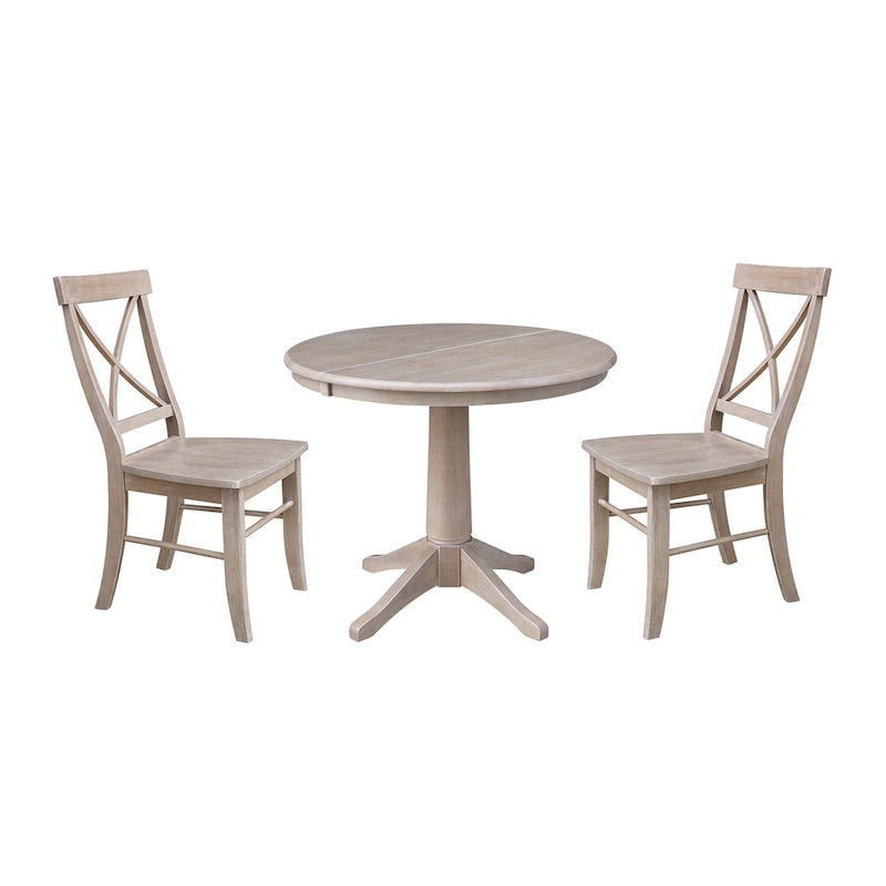 36 Round Extension Dining Table with X-Back Chairs