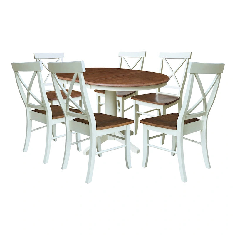 36 Round Extension Dining Table with X-Back Chairs