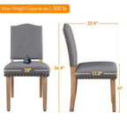 Yaheetech 2PCS Dining Chairs Upholstered Kitchen Chairs with Nailhead Trim - 18 L  22.5 W  36.5 H