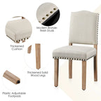 Yaheetech 2PCS Dining Chairs Upholstered Kitchen Chairs with Nailhead Trim - 18 L  22.5 W  36.5 H