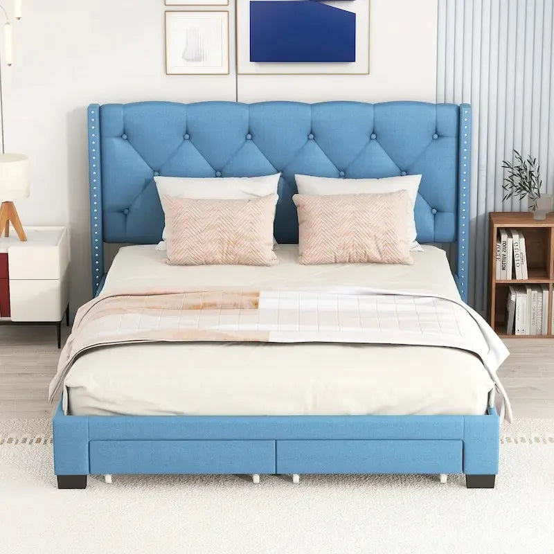 Linen Upholstered Platform Bed